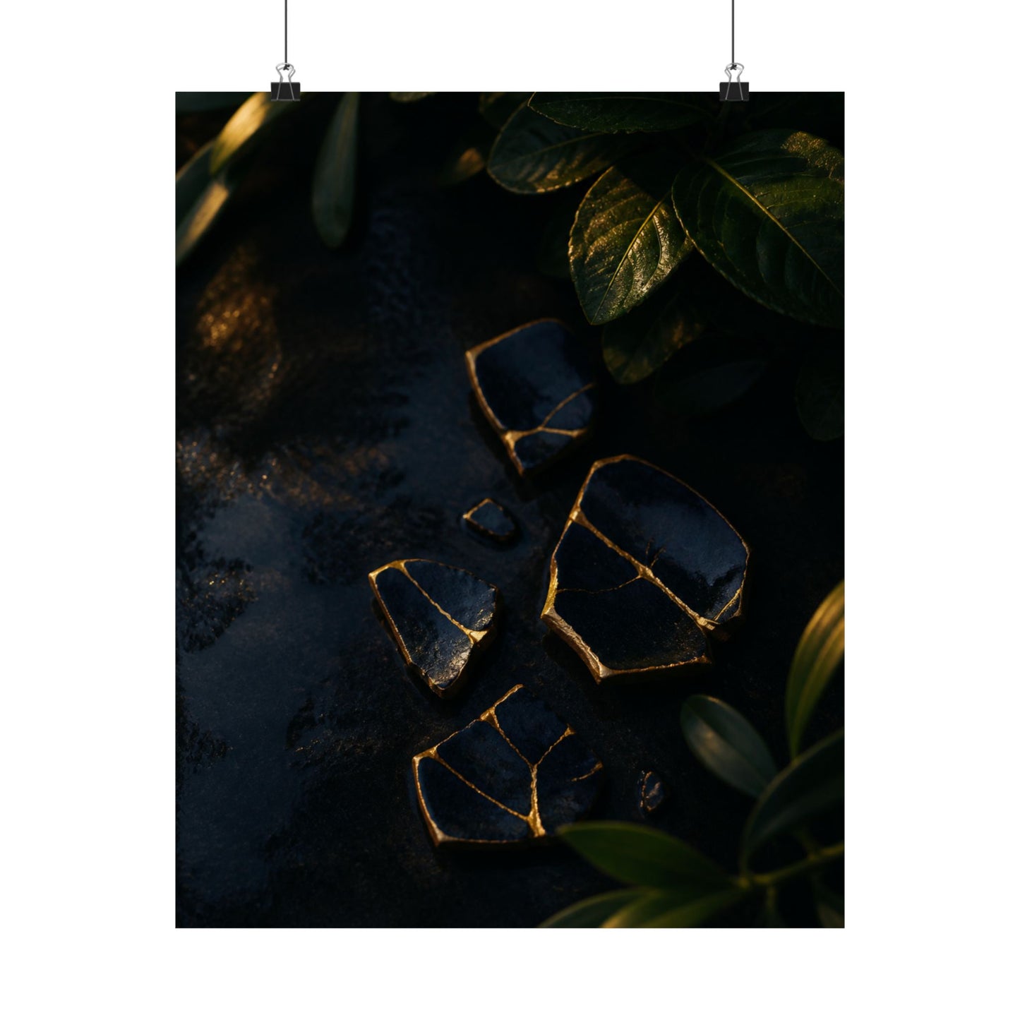 Broken Pottery Wall Art Print | Summer Dark Japandi Moody Minimal Art