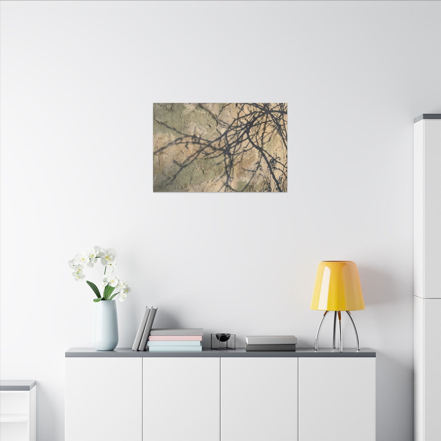 Japandi Shadow Play in Golden Hour | Texture Canvas Art
