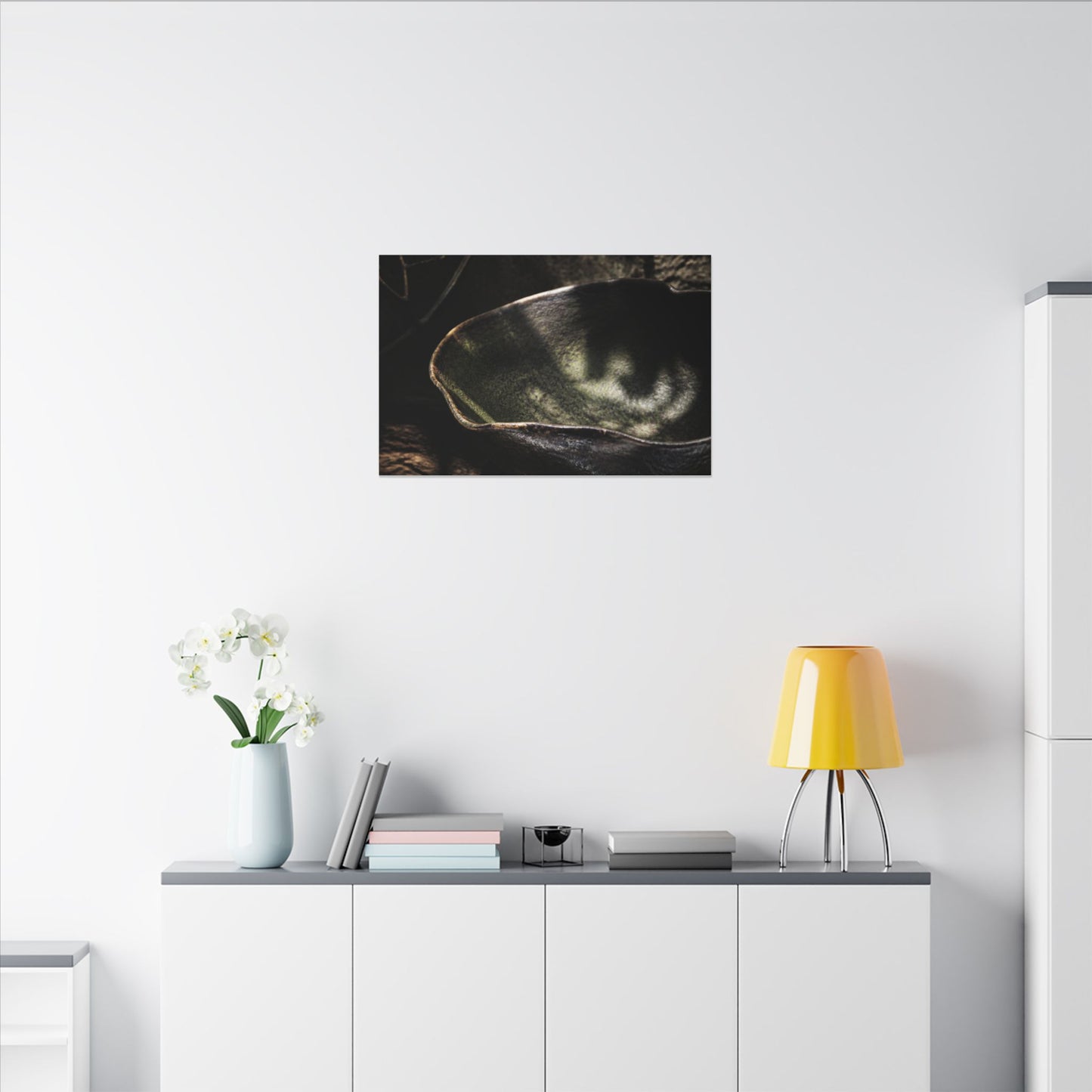 Sophisticated Ceramic Bowl Canvas Art - Dark Texture Dark Japandi
