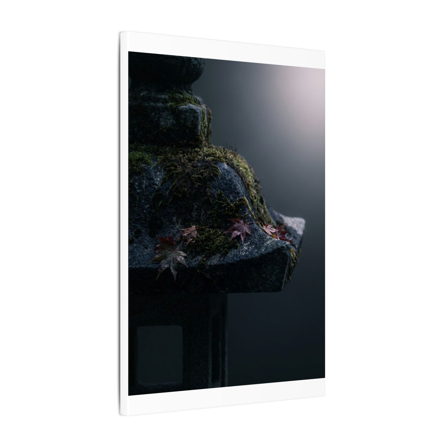 Stone Lantern Moody Minimal Canvas Art | Sophisticated Dark Japandi Art