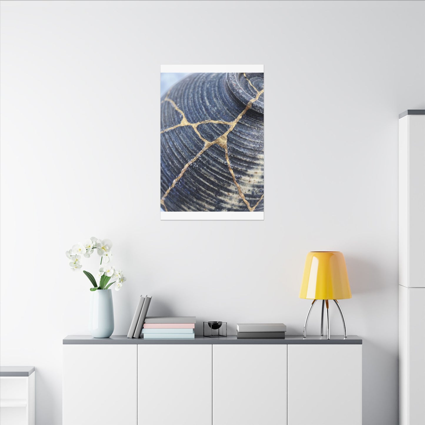 Shibui Water Ripple Canvas Art - Kintsugi Gold Repair