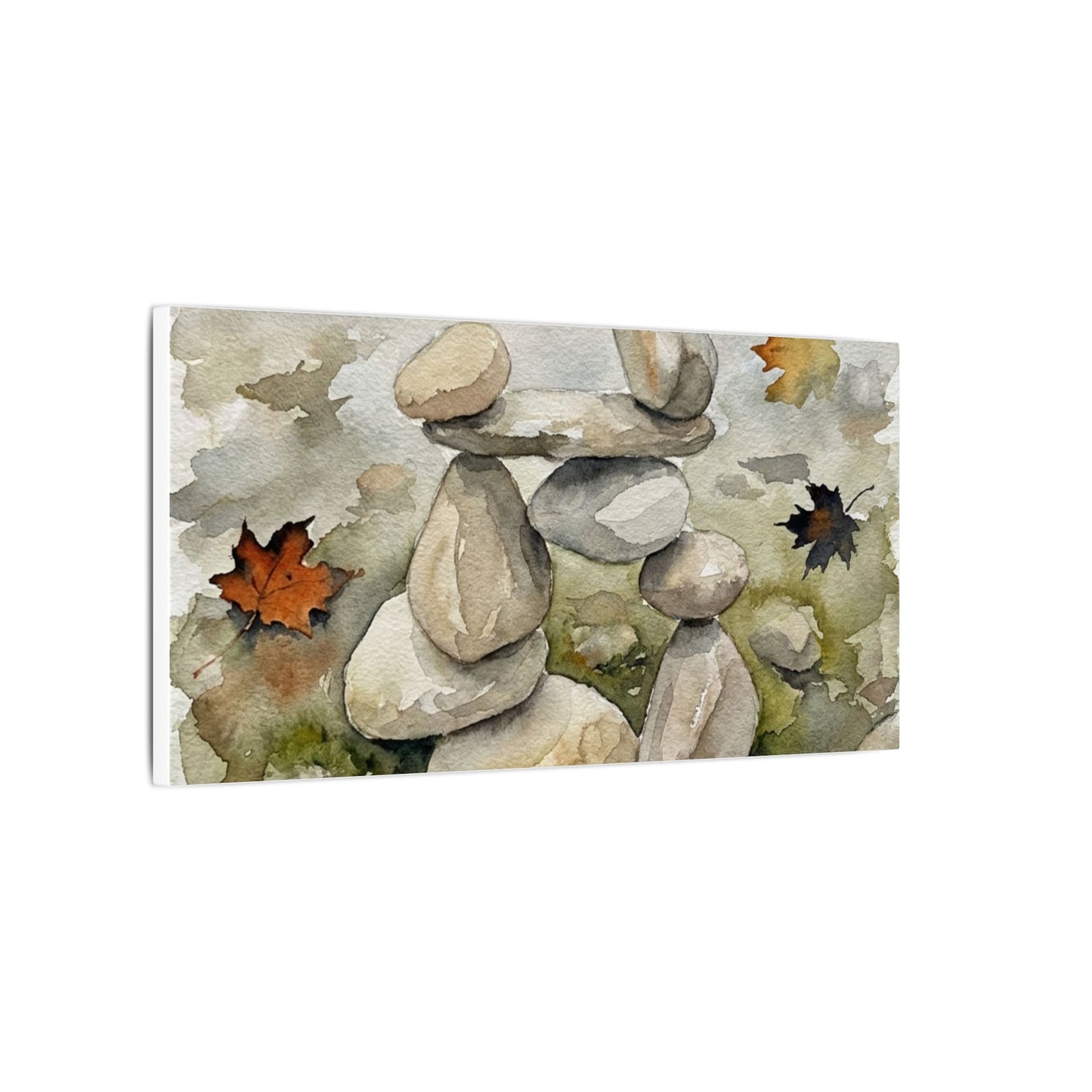 Overcast River Stones Canvas Art - Japandi Fukinsei