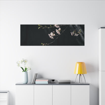 Cherry Blossom Spring Canvas Art | Dark Japandi Sophisticated Design