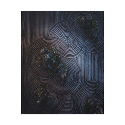 Spring Rock Garden Charcoal Ink Canvas Art | Bold Decor