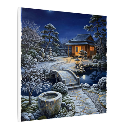 Moonlit Garden Winter Canvas Art | Kintsugi Artful Design
