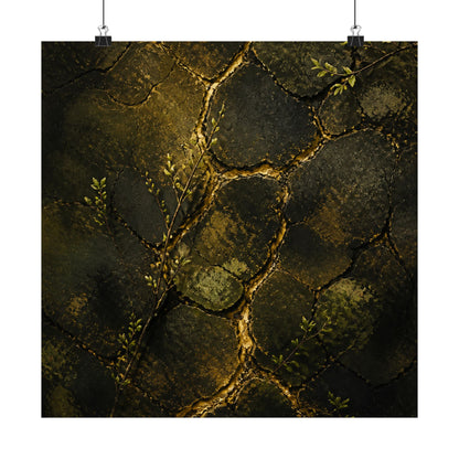Cracked Earth Dark Texture Wall Art Print | Sophisticated Dark Japandi Art