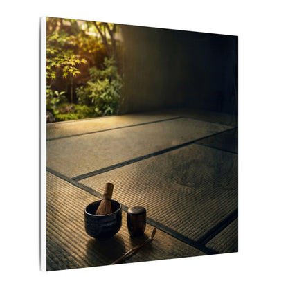 Dark Japandi Tea Ceremony in Golden Hour | Dark Texture Canvas Art