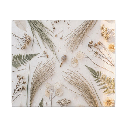 Elegant Dried Flowers Canvas Art - Japanese Pattern Japandi