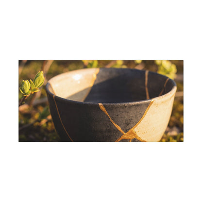 Seijaku Broken Pottery Canvas Art - Kintsugi Gold Repair