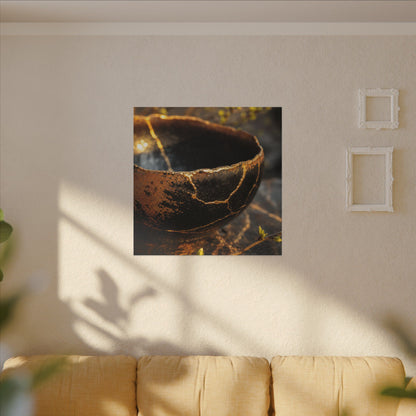 Kintsugi Ceramic Bowl in Golden Hour | Gold Vein Canvas Art