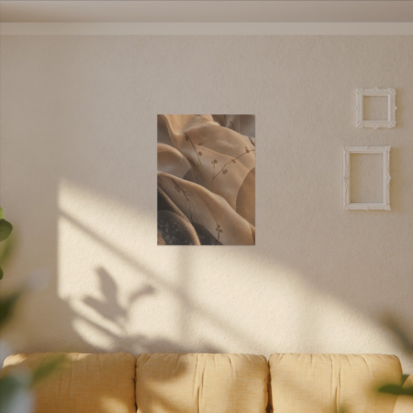 Japandi Silk Drape in Golden Hour | Japanese Pattern Canvas Art