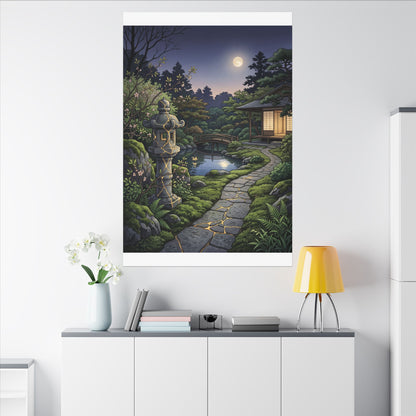 Spring Moonlit Garden Gold Vein Canvas Art | Resilient Decor