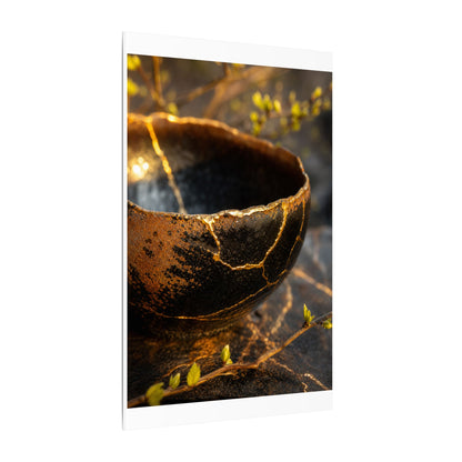 Kintsugi Ceramic Bowl in Golden Hour | Gold Vein Canvas Art