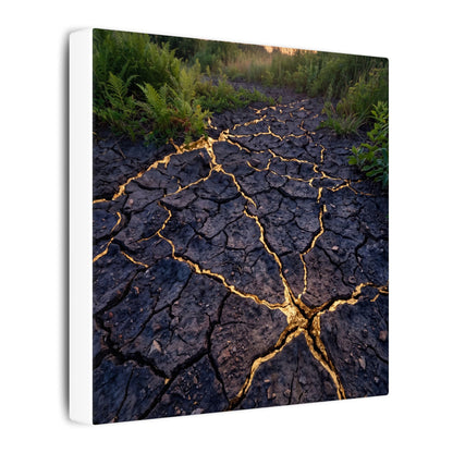 Cracked Earth Canvas Art | Summer Kintsugi Crackle Gold Art