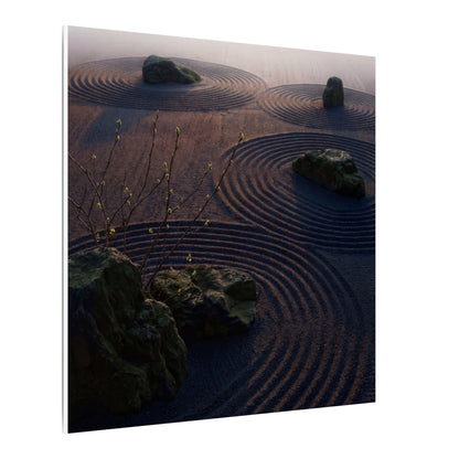 Spring Rock Garden Shadow Zen Canvas Art | Luxurious Decor
