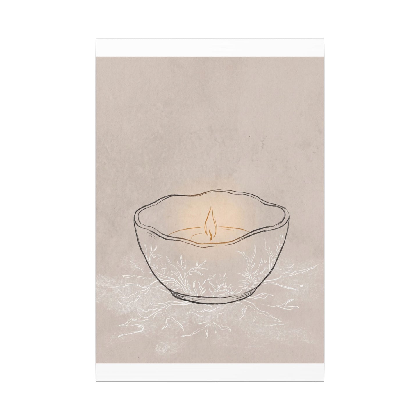 Ceramic Bowl Minimal Line Canvas Art | Neutral Japandi Art