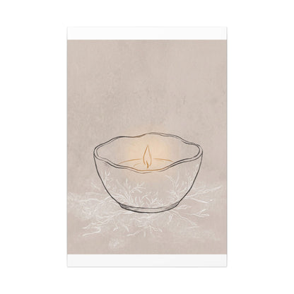 Ceramic Bowl Minimal Line Canvas Art | Neutral Japandi Art