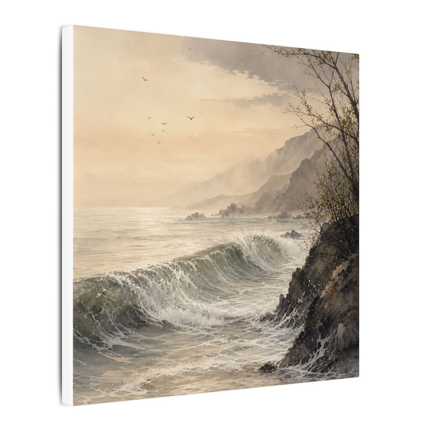 Ocean Wave Spring Canvas Art | Japandi Elegant Design