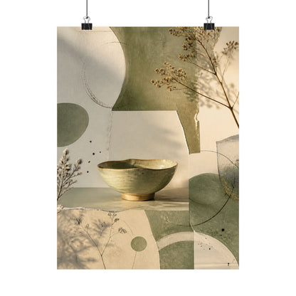 Ma Ceramic Bowl Wall Art Print - Japandi Minimal Line