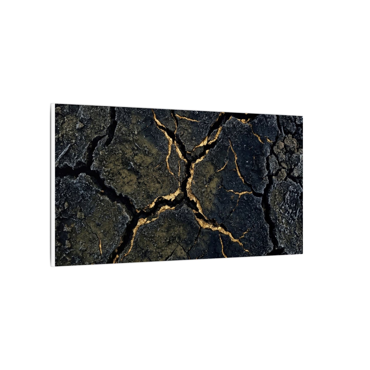 Overcast Cracked Earth Canvas Art - Dark Japandi Ma