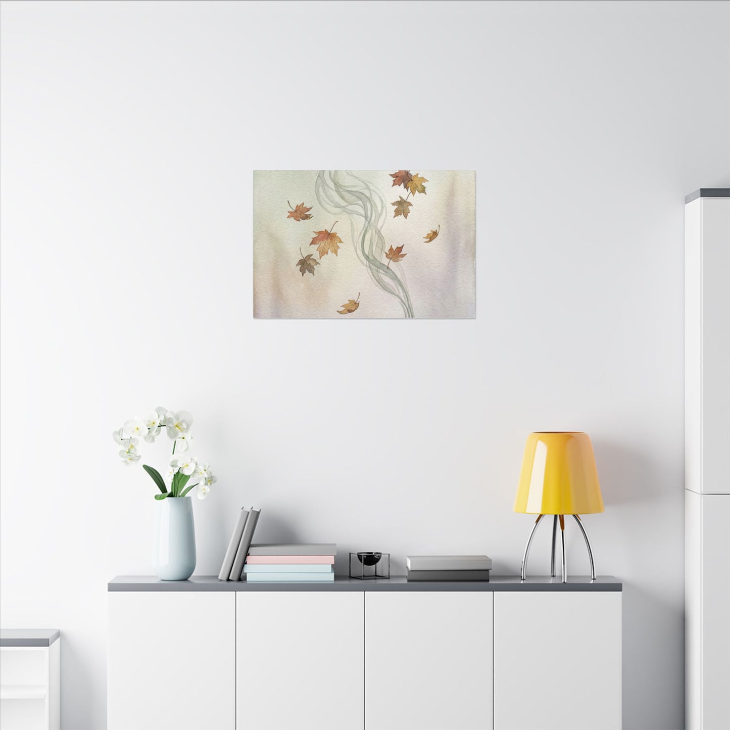 Incense Smoke Canvas Art | Autumn Japandi Watercolor Art