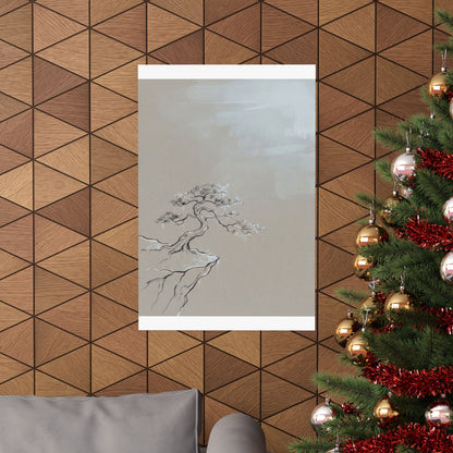 Ma Pine Tree Wall Art Print - Japandi Minimal Line
