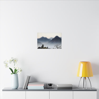 Mountain Mist Karesansui Canvas Art | Contemplative Zen Art