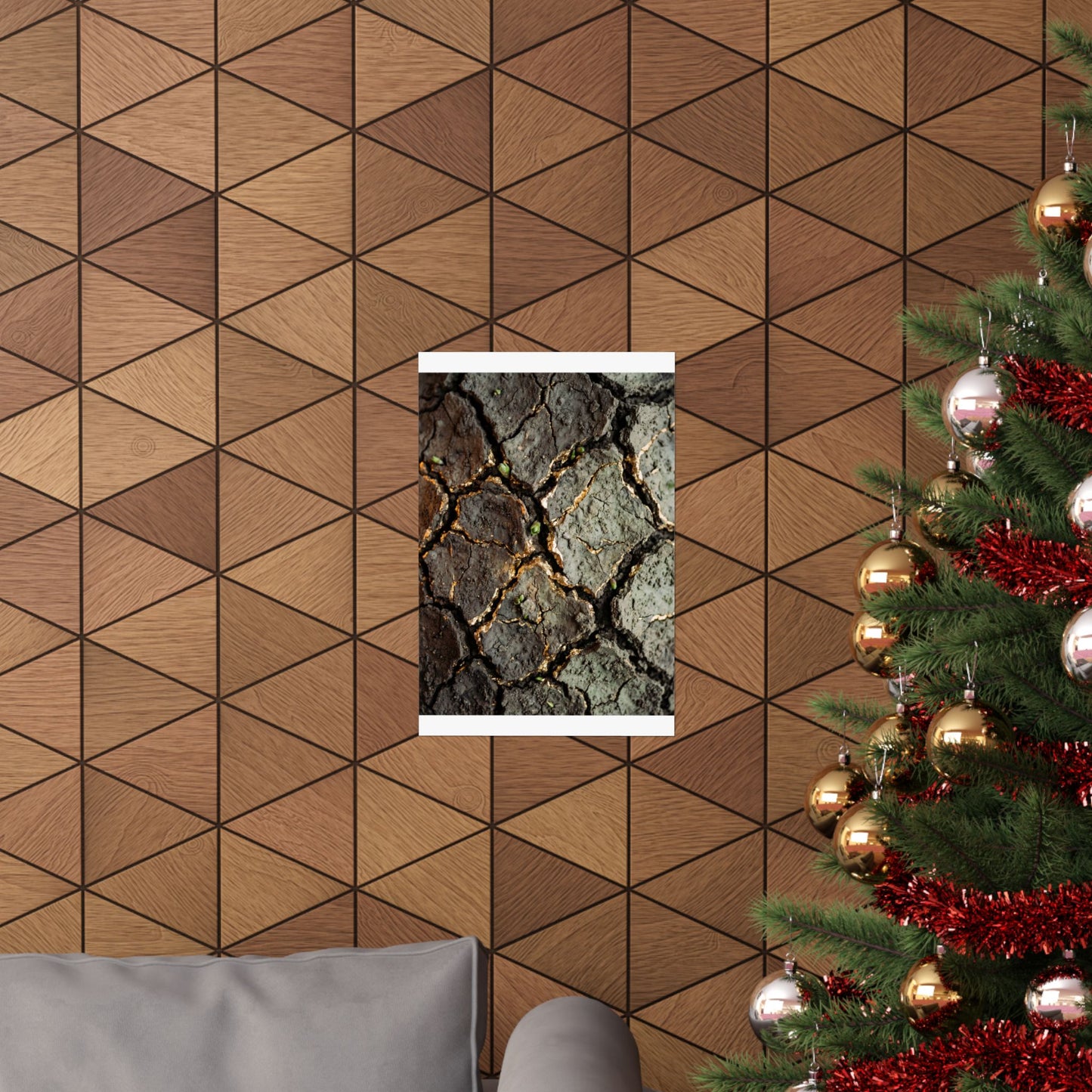 Cracked Earth Japanese Pattern Wall Art Print | Elegant Japandi Art
