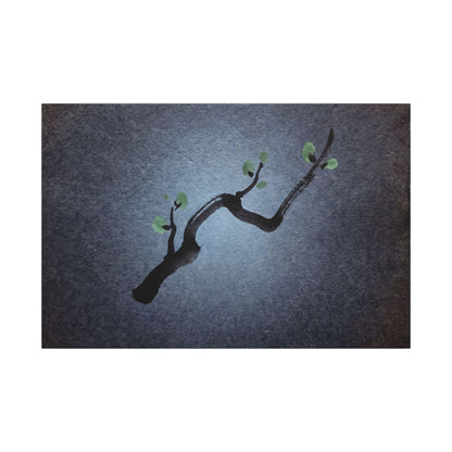 Ink Brushstroke Canvas Art | Spring Dark Japandi Moody Minimal Art