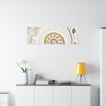Japandi Fern Unfurling in Golden Hour | Japanese Pattern Canvas Art