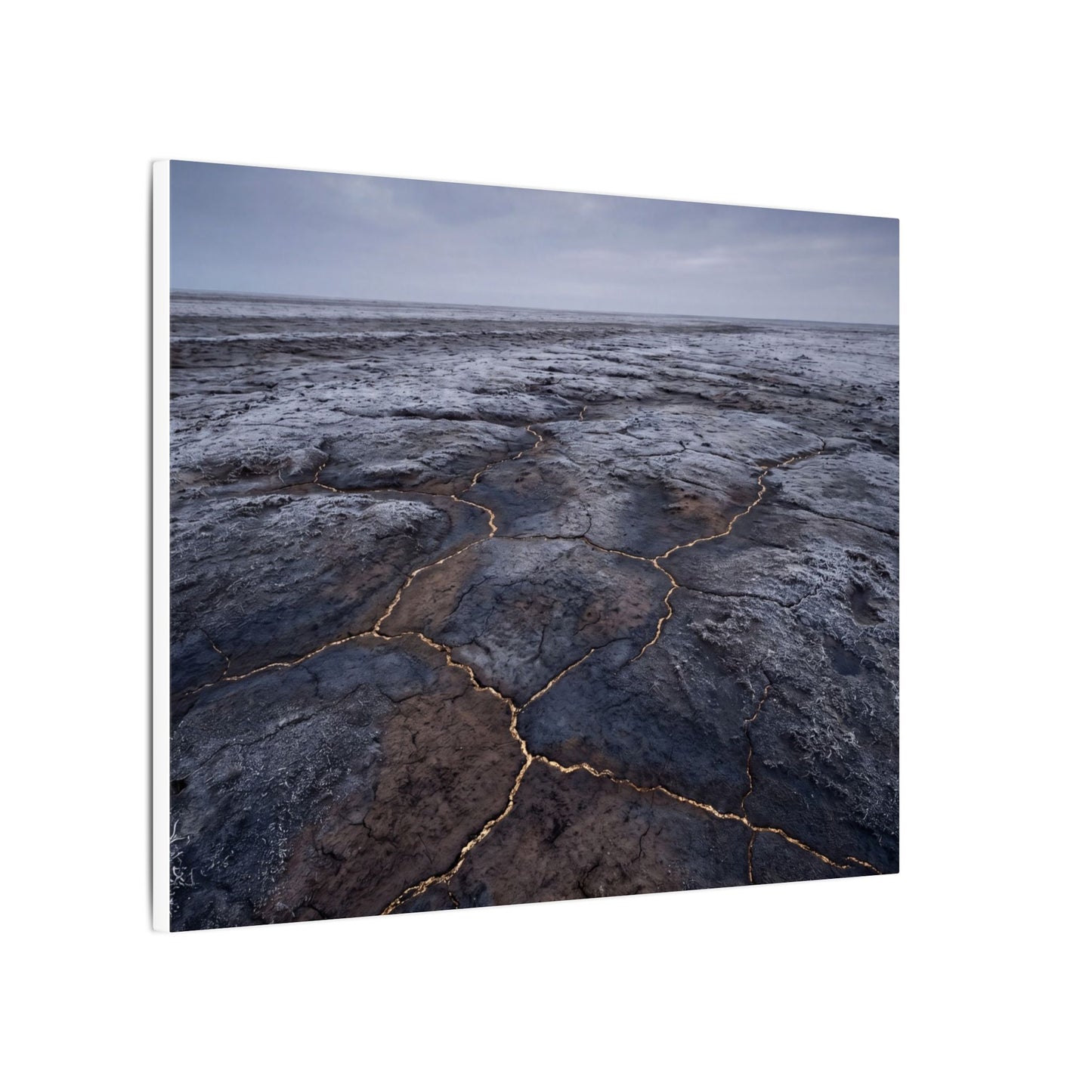 Dark Japandi Cracked Earth in Overcast | Dark Texture Canvas Art