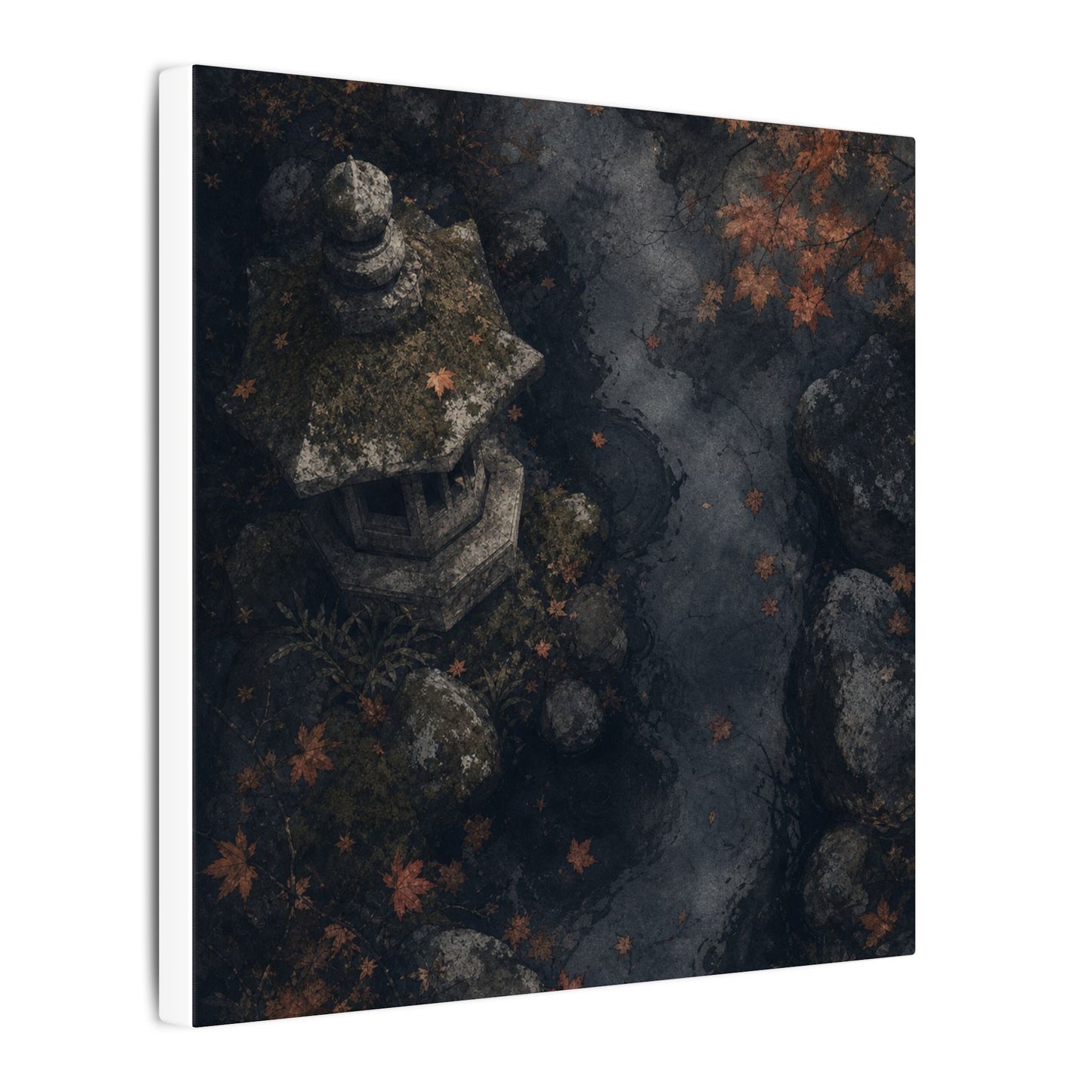 Stone Lantern Canvas Art | Autumn Japandi Texture Art