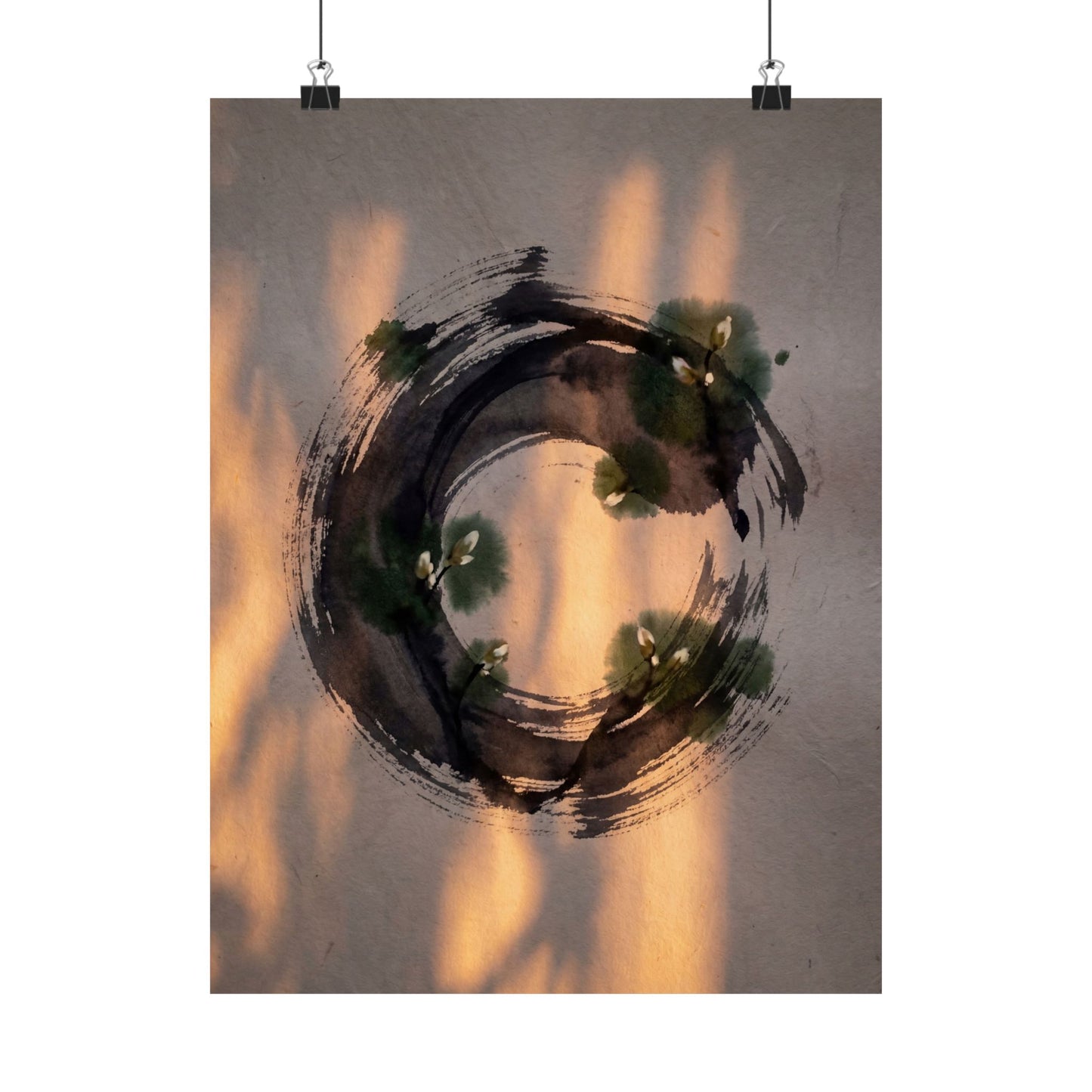 Candlelight Ink Brushstroke Wall Art Print - Dark Japandi Datsuzoku Art Print