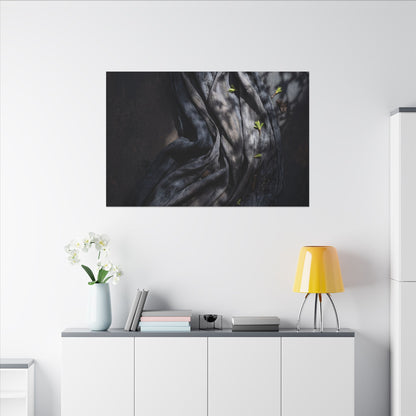 Seijaku Silk Drape Canvas Art - Dark Japandi Dark Texture