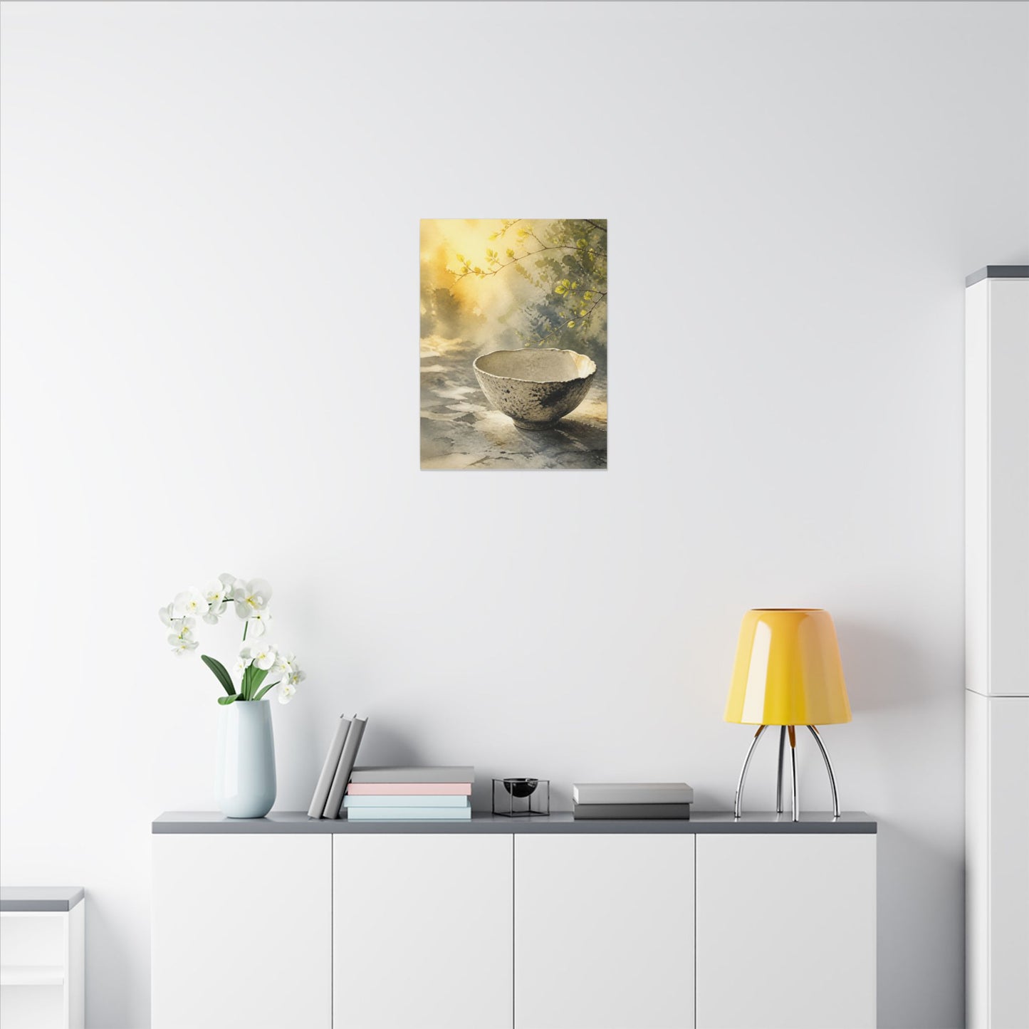 Cozy Ceramic Bowl Canvas Art - Watercolor Japandi