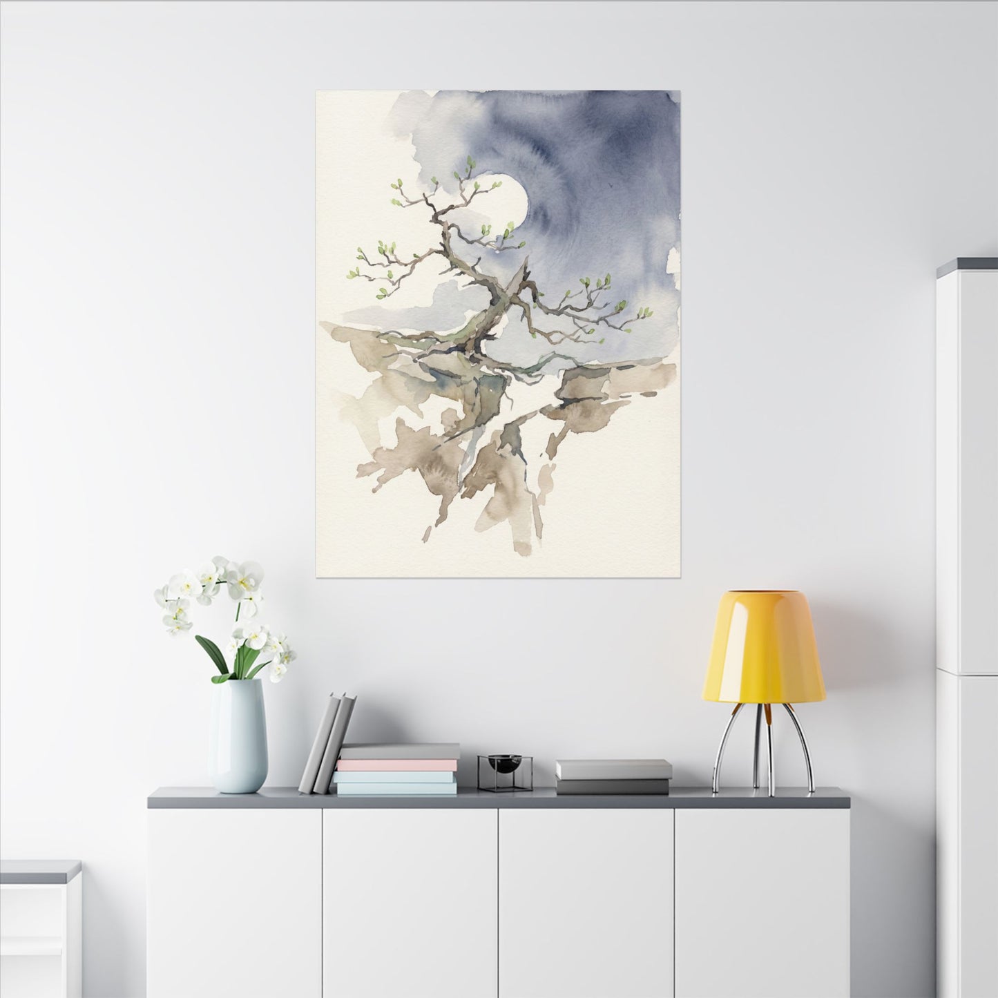 Moonlight Pine Tree Canvas Art - Japandi Ma