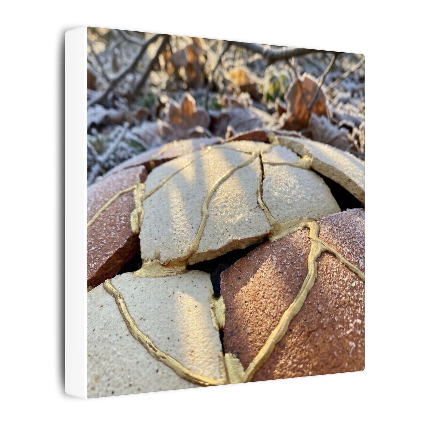 Broken Pottery Crackle Gold Canvas Art | Healing Kintsugi Art