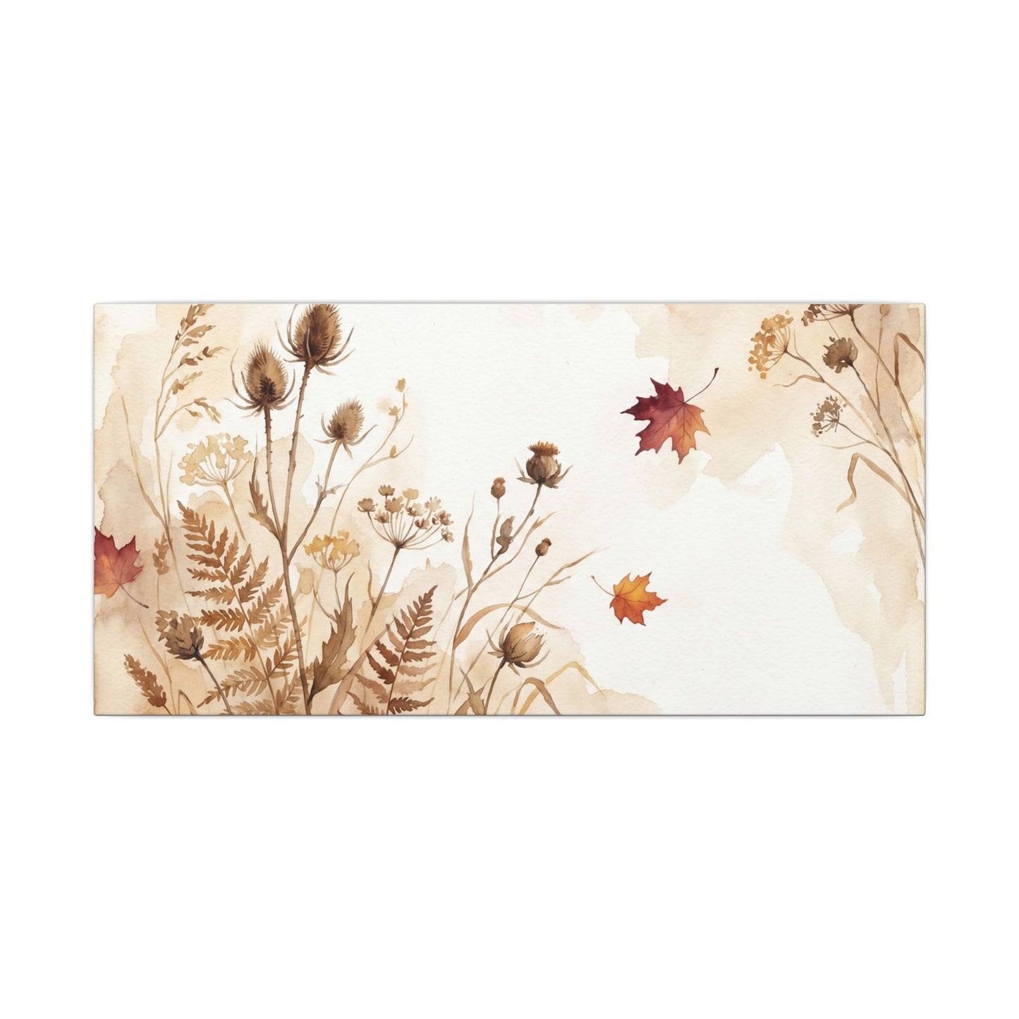 Dried Flowers Canvas Art | Autumn Japandi Watercolor Art