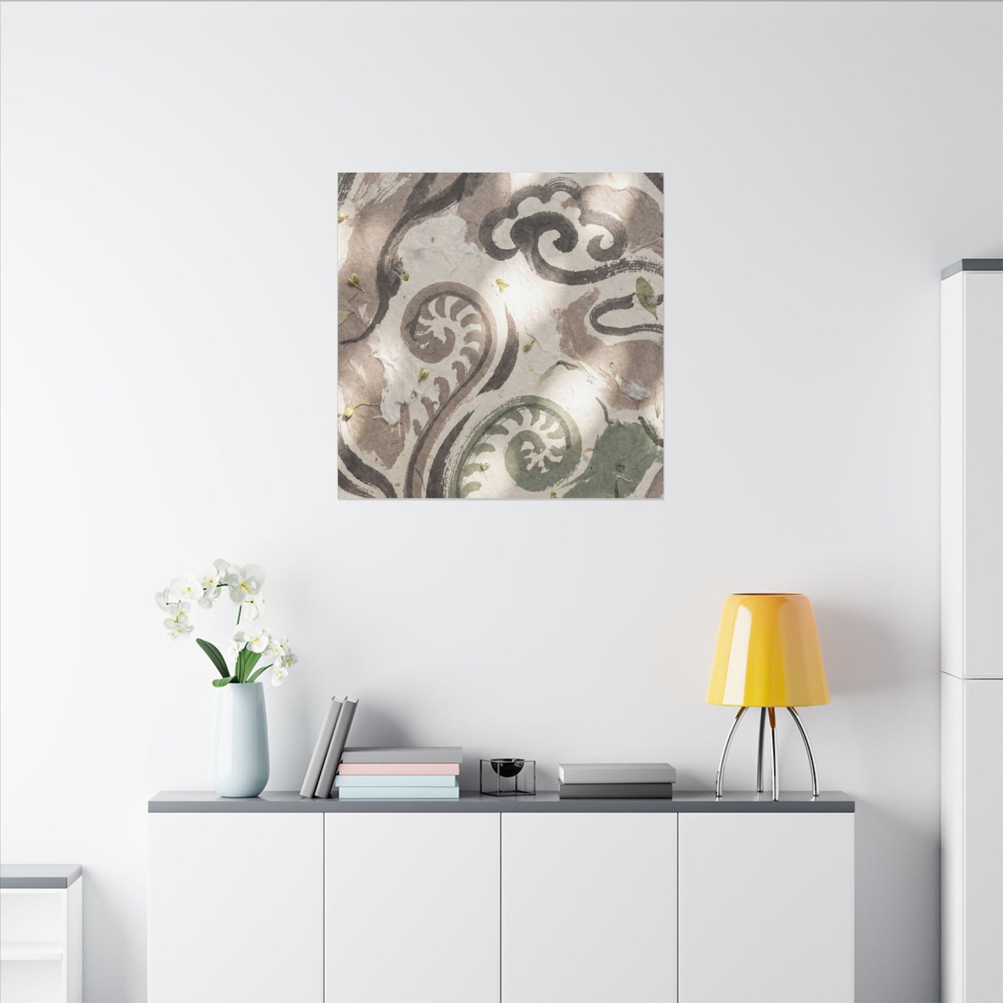 Dappled Ink Brushstroke Canvas Art - Japandi Ma