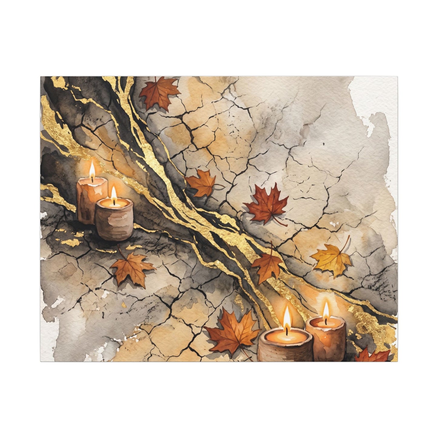 Cracked Earth Autumn Canvas Art | Japandi Warm Design