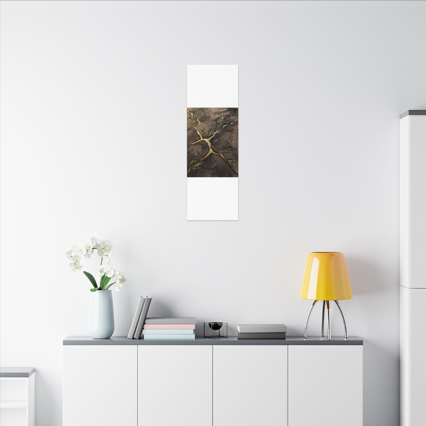 Spring Cracked Earth Charcoal Ink Canvas Art | Luxurious Decor
