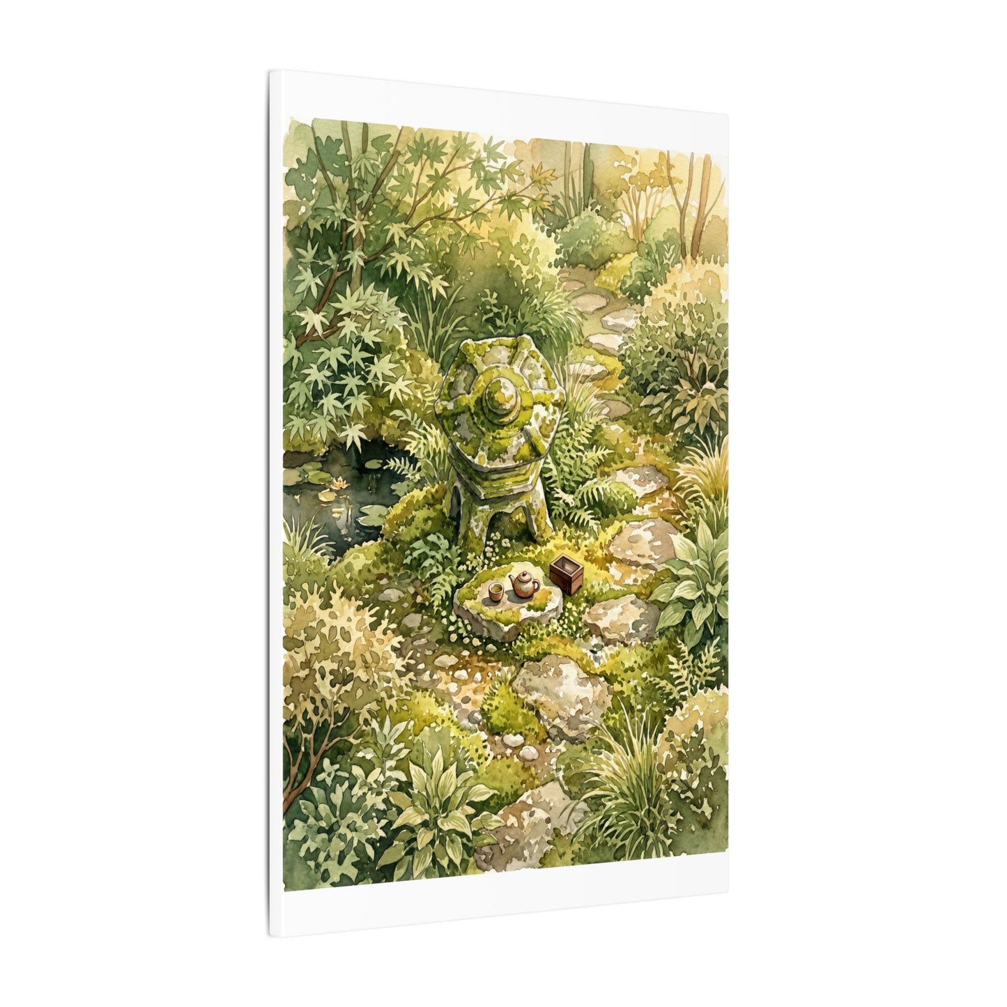 Datsuzoku Stone Lantern Canvas Art - Japandi Watercolor
