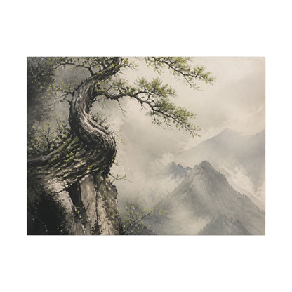 Spring Pine Tree Watercolor Canvas Art | Warm Decor