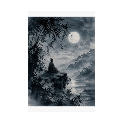 Serene Ink Brushstroke Wall Art Print - Sumi E Zen