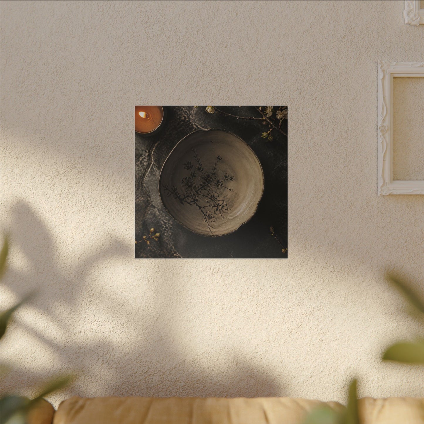 Ceramic Bowl Spring Canvas Art | Japandi Earthy Design