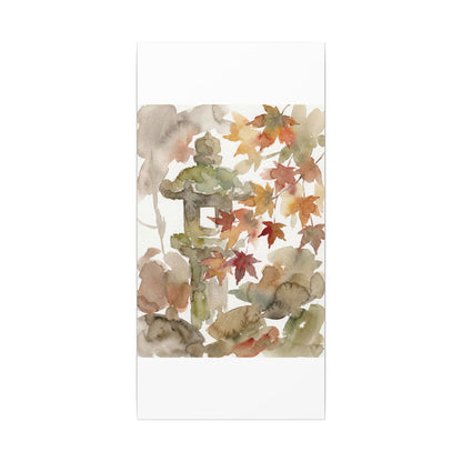 Stone Lantern Watercolor Canvas Art | Earthy Japandi Art