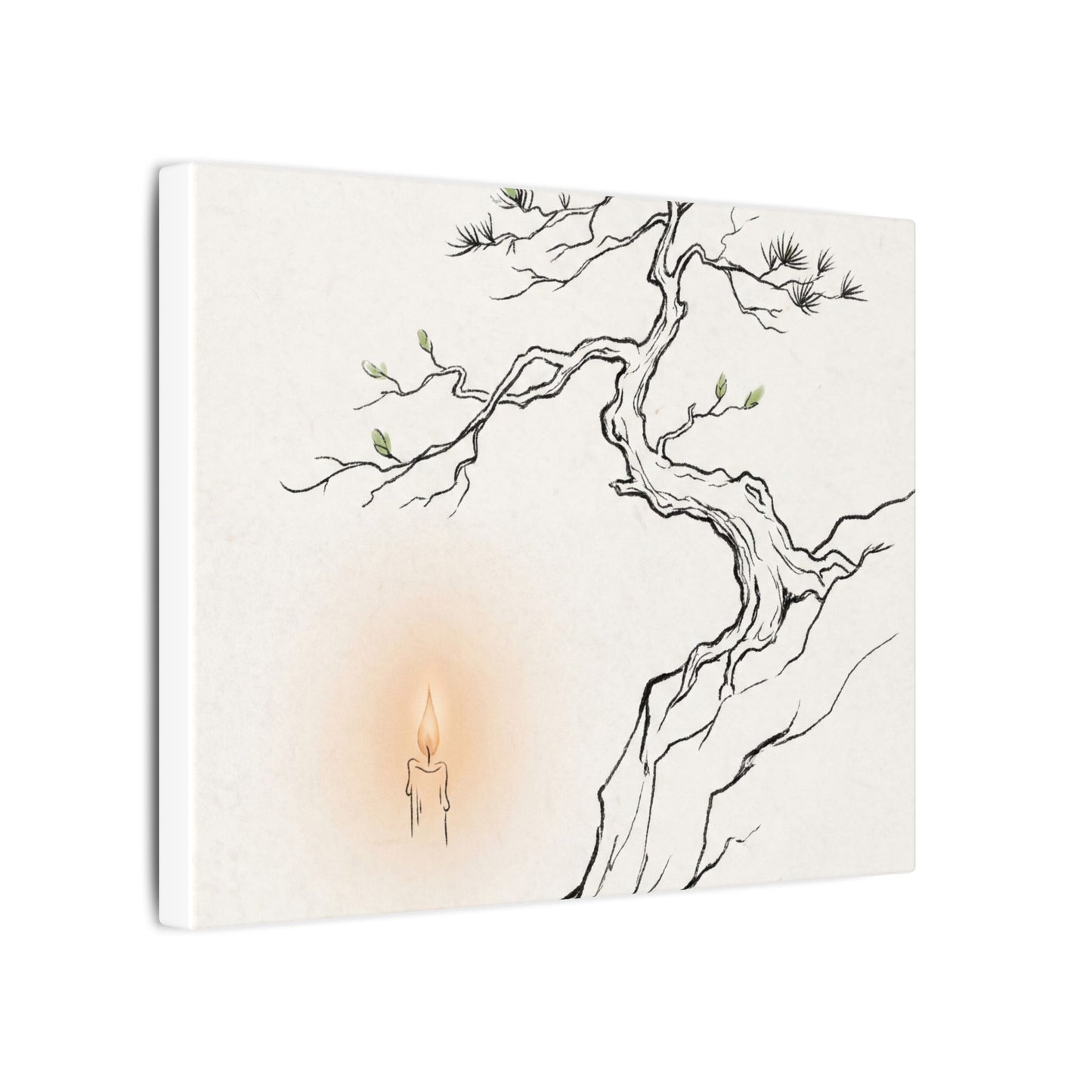 Candlelight Pine Tree Canvas Art - Japandi Shibui