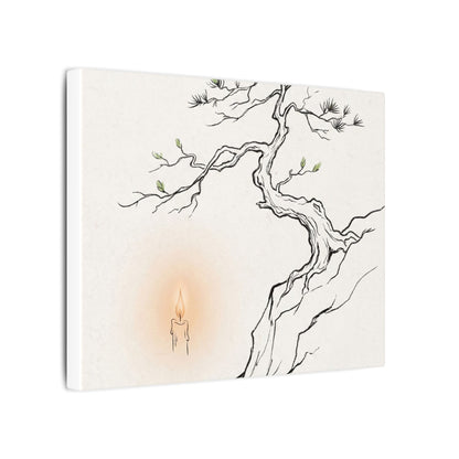 Candlelight Pine Tree Canvas Art - Japandi Shibui