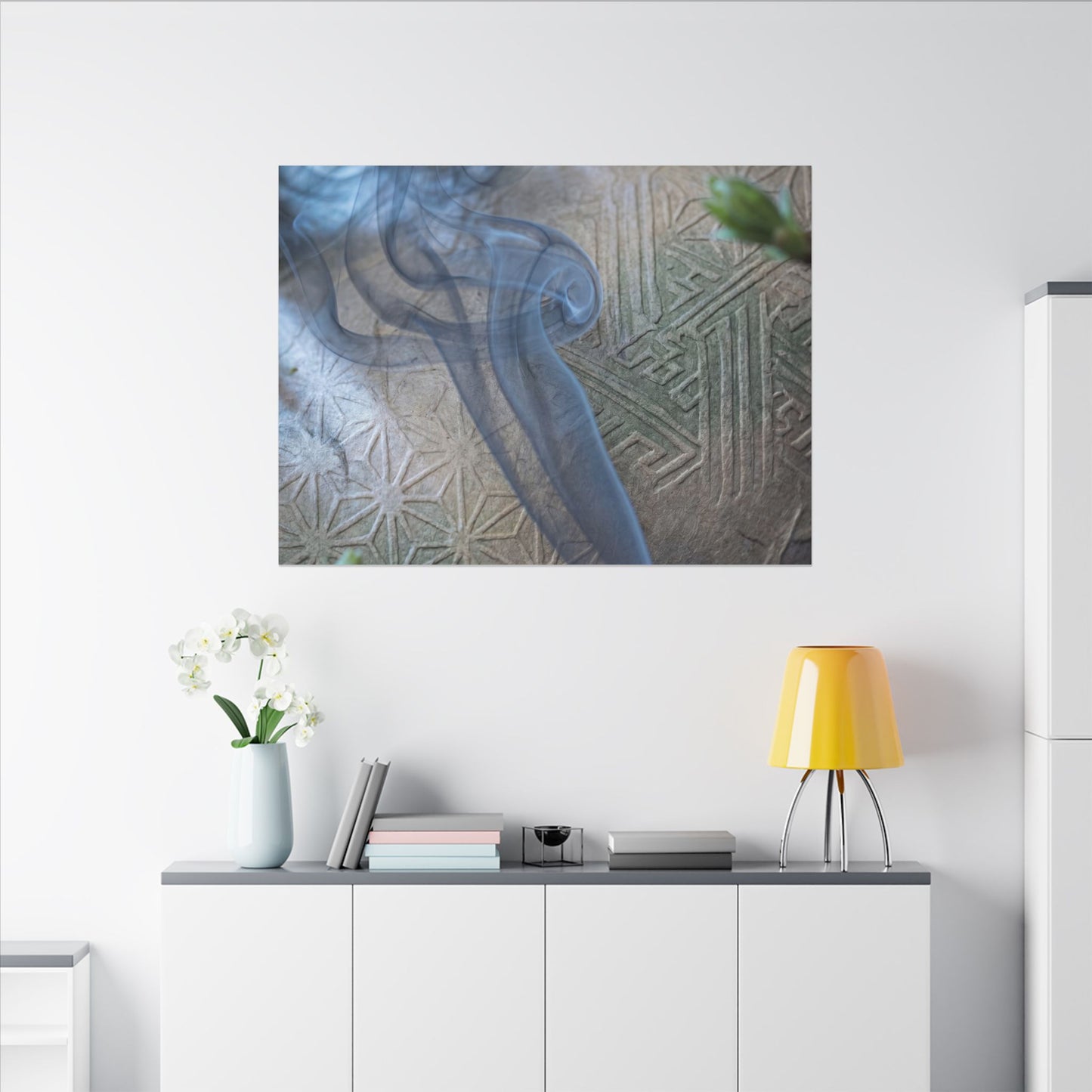 Spring Incense Smoke Japanese Pattern Canvas Art | Neutral Decor