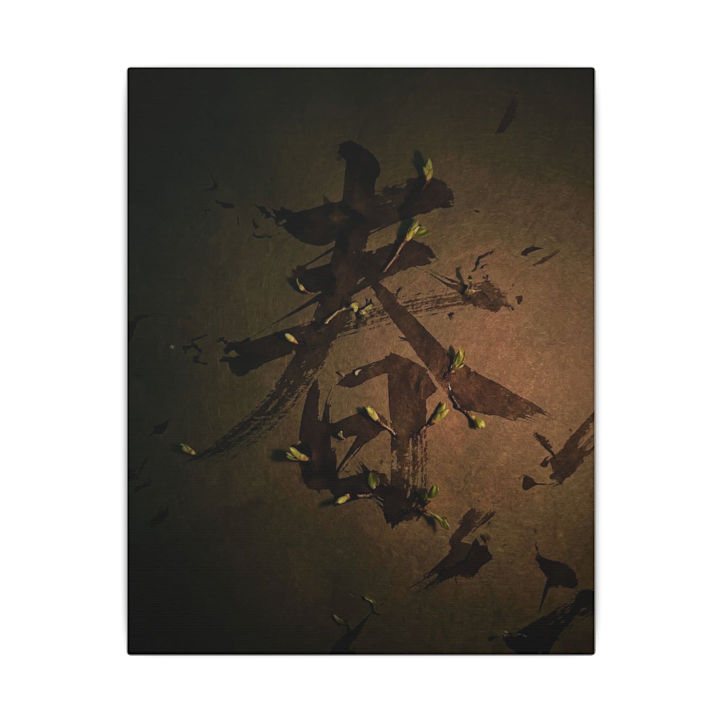 Calligraphy Shadow Zen Canvas Art | Bold Dark Japandi Art